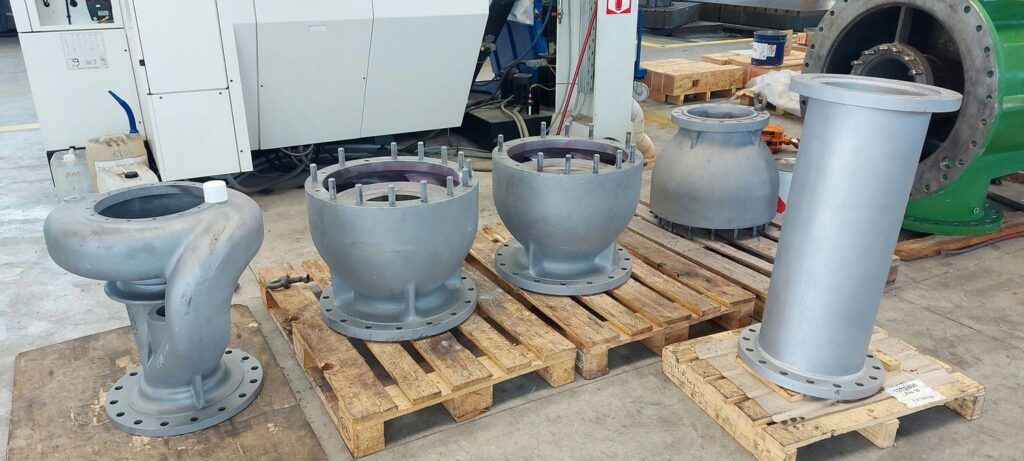 Condensate pump impeller casings after glass blasting